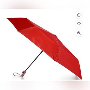 NEW Totes One-Touch Auto Open Close Rain Umbrella with Sunguard Red